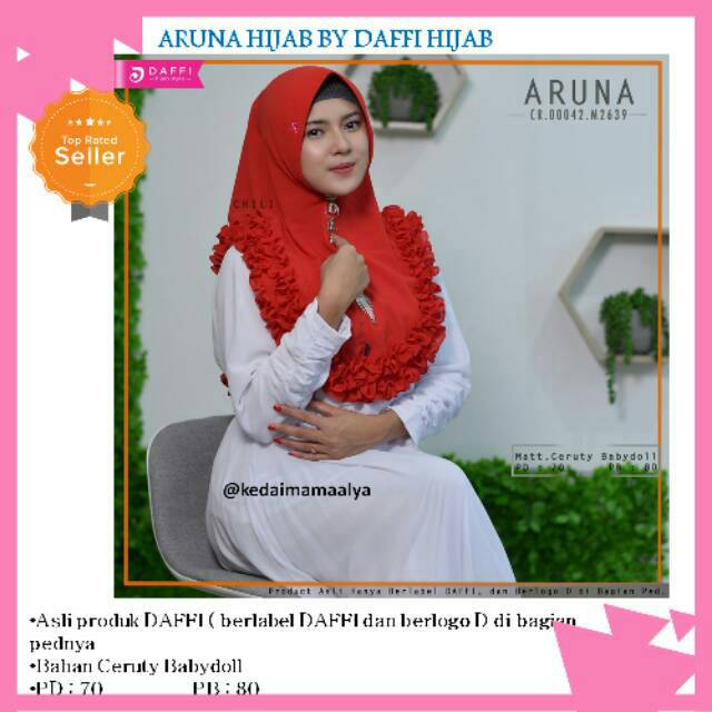 DAFFI HIJAB ARUNA KERUDUNG JILBAN HIJAB PASHMINA INSTAN PASTAN KHIMAR DUA LAYER PREMIUM ORIGINAL