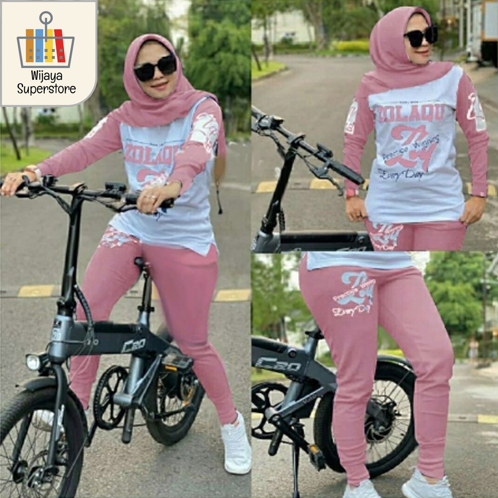 Zolaqu Bike Set - Setelan Baju Dan Celana Olahraga Wanita Muslim