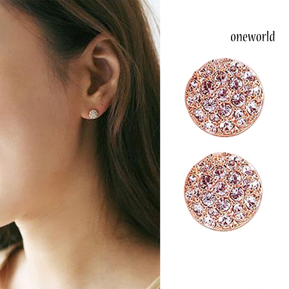 OW@ Women's Fashion Elegant Circle Crystal Rhinestone Ear Studs Earrings Jewelry