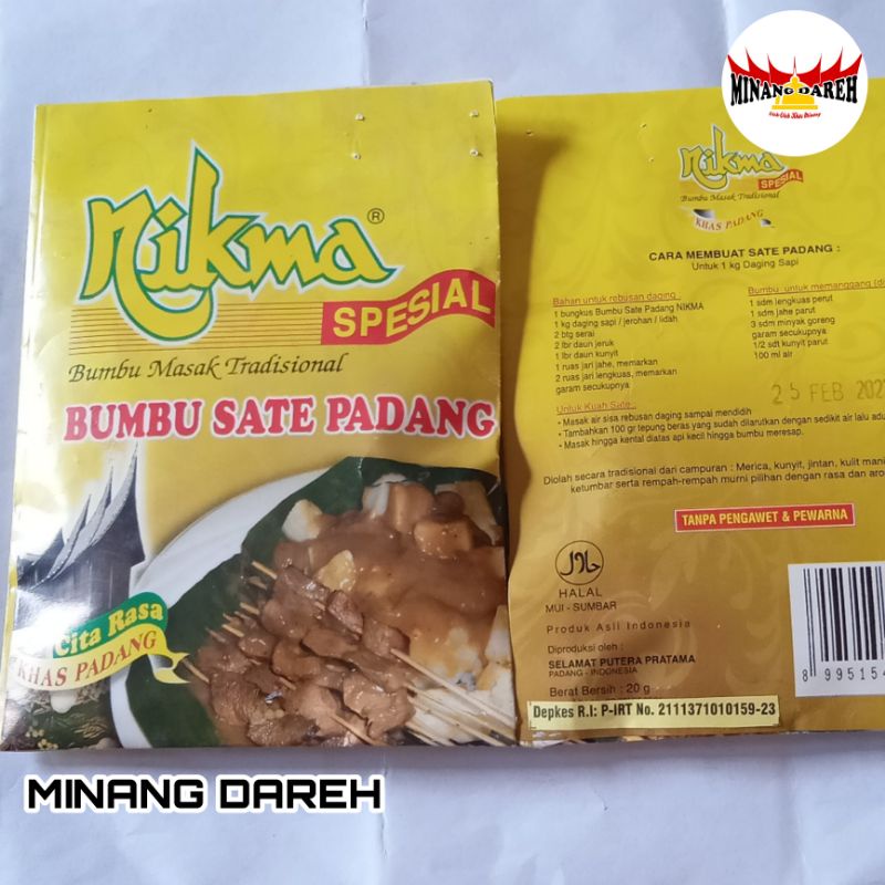 

Bumbu Sate Padang Nikma Spesial 20 gram Asli Khas Padang Minang