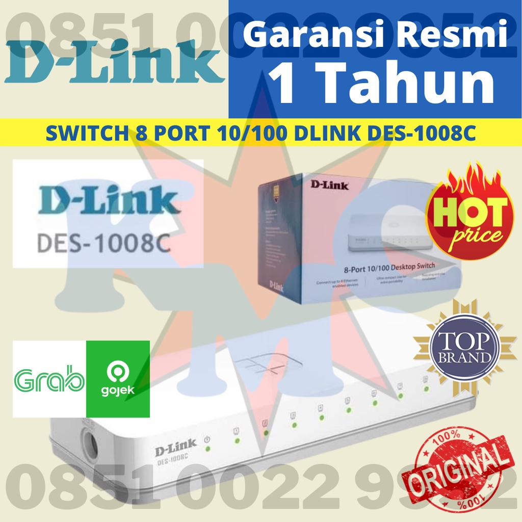 SWITCH 8 PORTS D-LINK DES-1008C 10/100 Mbps DLINK D LINK DES1008C