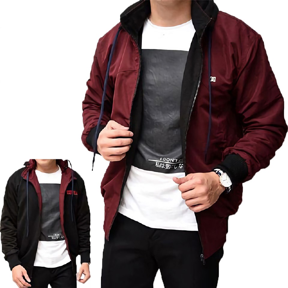 TERMURAH !! Jaket Pria Bolak Balik 2in1 / Jaket Motor / Jaket Parasut Anti Air / Ukuran M-L-XL-XXL