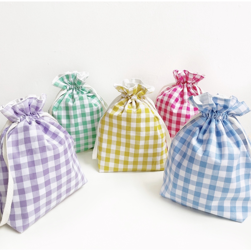 Pouch Serut Gingham / Tas Serut Lucu