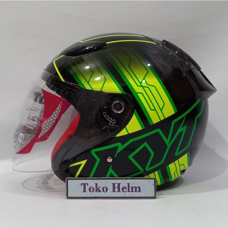 Helm KYT half face KYT DJ MARU motif-#14 yellow green