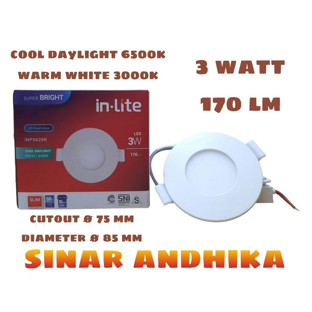 LAMPU DOWNLIGHT LED PANEL INBOW BULAT 3 WATT IN-LITE INPS628R