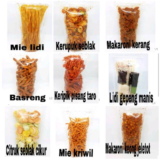 

Makaroni/keripikbeling/mielidi/rambutnenek/basreng/keripik/uril