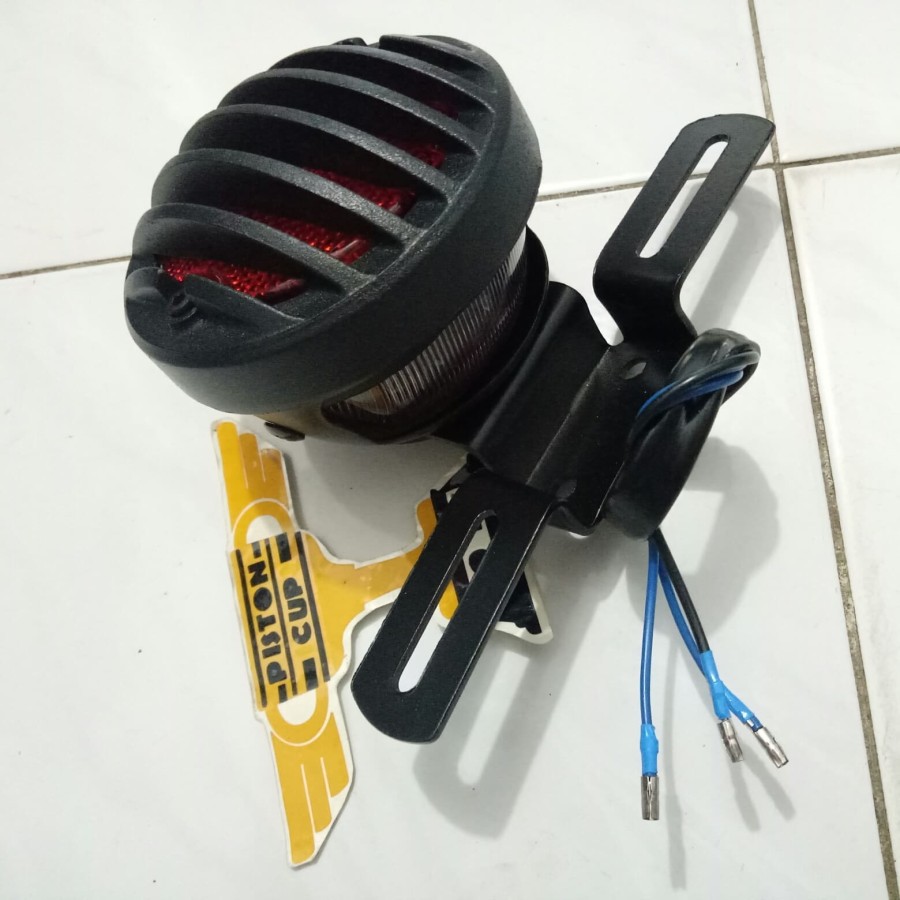 Lampu Stop Breket Plat Nomor Motor Custom Retro Cafe Racer Japstyle Stoplamp