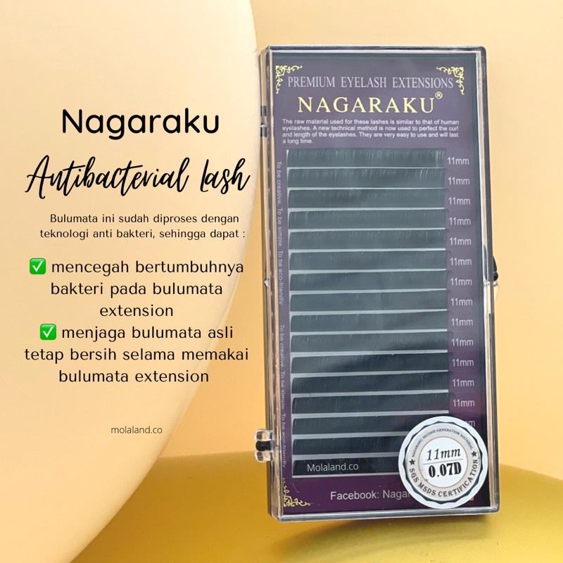 NAGARAKU LENTIK D MINK ANTI BACTERIAL LASHES EYELASH EXTENSION SAMBUNG BULUMATA 1 KOTAK 1 SIZE