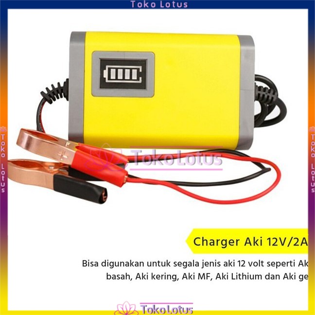 [BISA COD] mobil / sepeda motor Battery Charger LED Maintainer Trickle 12V 2A Varian Hijau / Kuning