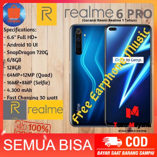 Realme 6 Pro Ram 8GB Rom 128GB 8/128 Garansi Resmi Realme 1 Tahun