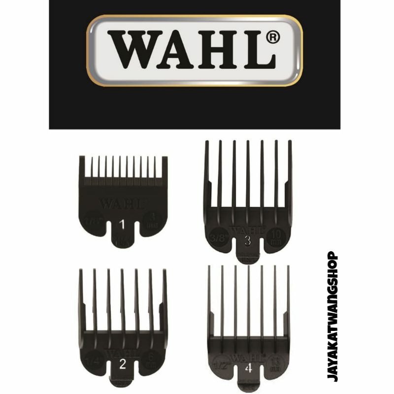 WAHL Attachment Combs / Sisir Sepatu Clipper Hitam (Dapat 4pcs No. 1-4)