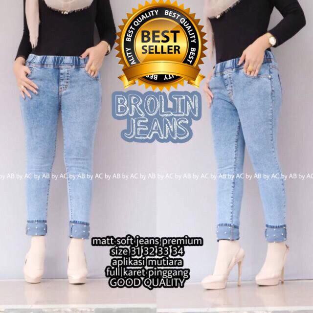 BROLIN JEANS APLIKASI LIPAT MUTIARA