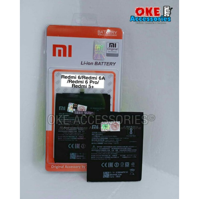 Baterai / Batre / Battery HP Xiaomi BN 37 ( Redmi 6 / Redmi 6A / Redmi 6 Pro / Redmi 5+ )
