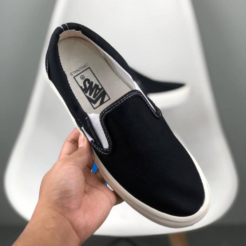 [BISA COD] VANS SLIP ON OG BLACK WHITE PREMIUM