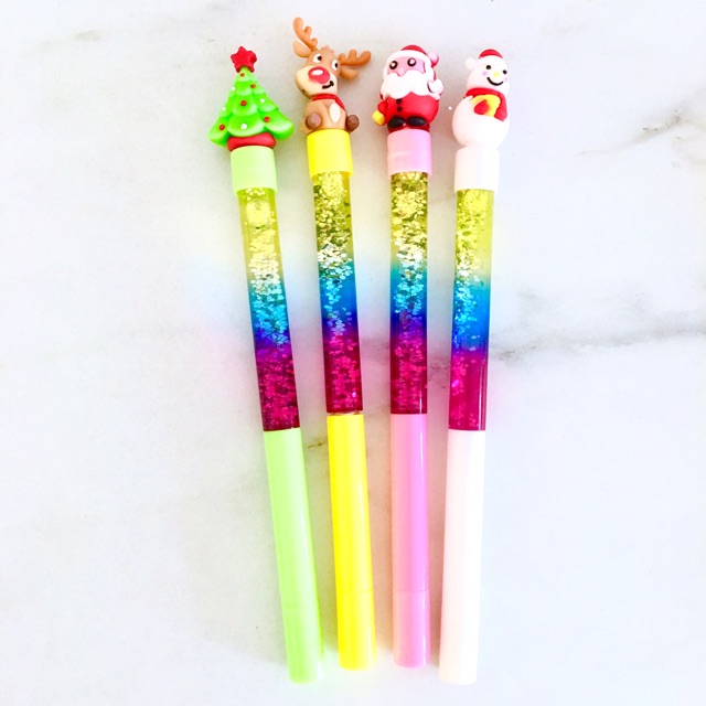 TERMURAH!! SATUAN Glitter Blink Natal Unicorn BTS Pony Kuda Laut/christmas doraemon souvenir gel pen