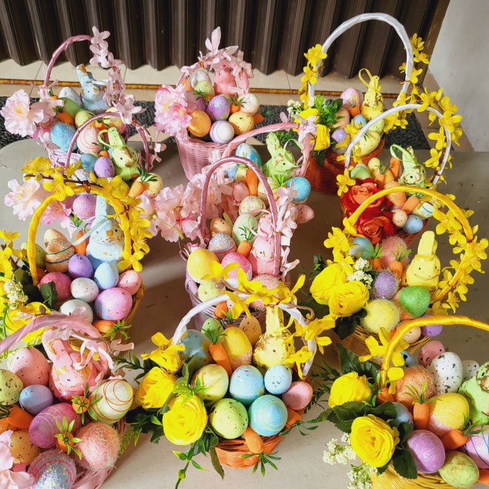 

Easter bunny eggs basket dekorasi hiasan paskah anak hadiah hampers 02