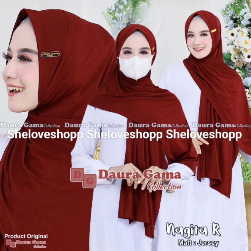 ORI DAURA GAMA HIJAB PASMINA INSTAN MALAY NAGITA PREMIUM ORIGINAL DAURAGAMA JILBAB KERUDUNG BERGO PA