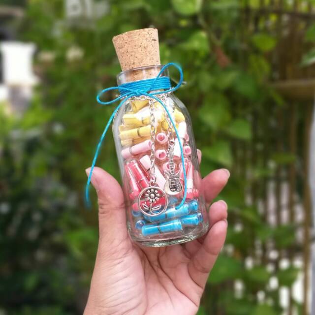 Capsulove 50 pcs dikemas dlm botol 100ml - wishing bottle - pesan dalam kapsul - message in a bottle