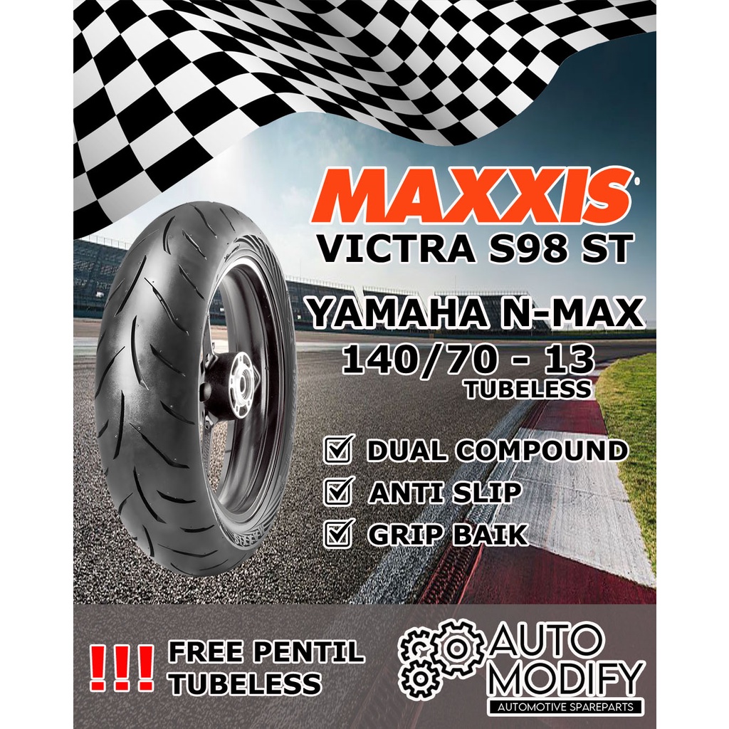 Ban Maxxis Victra Ukuran 140/70-13 (Tubeless 140/70 Ring 13) Yamaha NMAX - FREE PENTIL