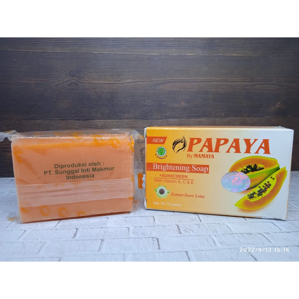 Sabun Papaya By Mamaya 70gr Sabun Kecantikan Brightening Soap + Sunscreen Extract Snow Lotus Mencerahkan dan Menghaluskan Wajah