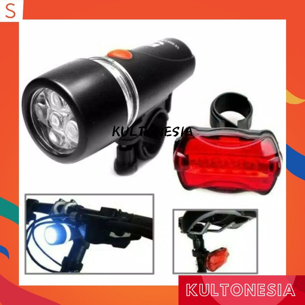 Lampu Sepeda LED 1 set Depan Belakang Anti air - Night lamp Bike Power beam Senter Sepeda Waterproof