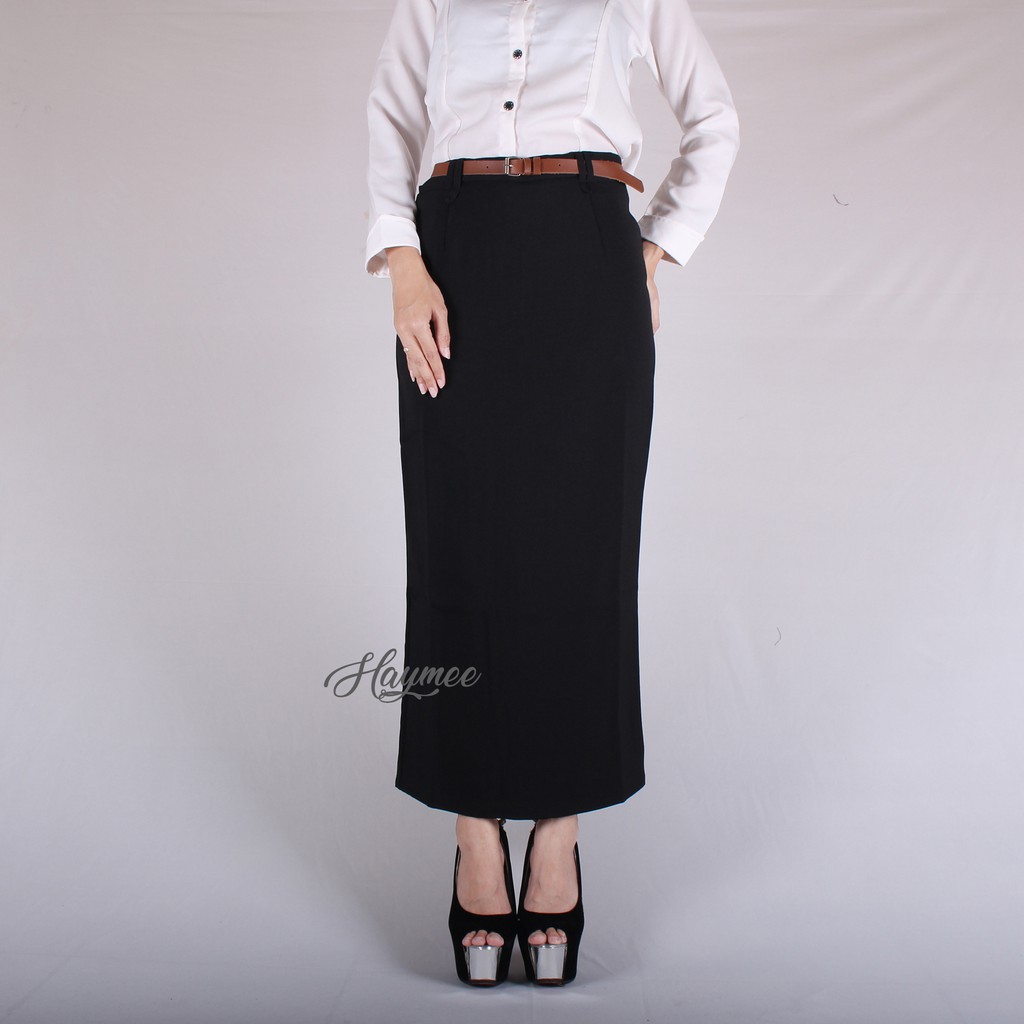 HaymeeStore Rok Span Wiron Rok Kantor Biron Wanita Office Skirt Woman Formal Casual Fashion -Hitam