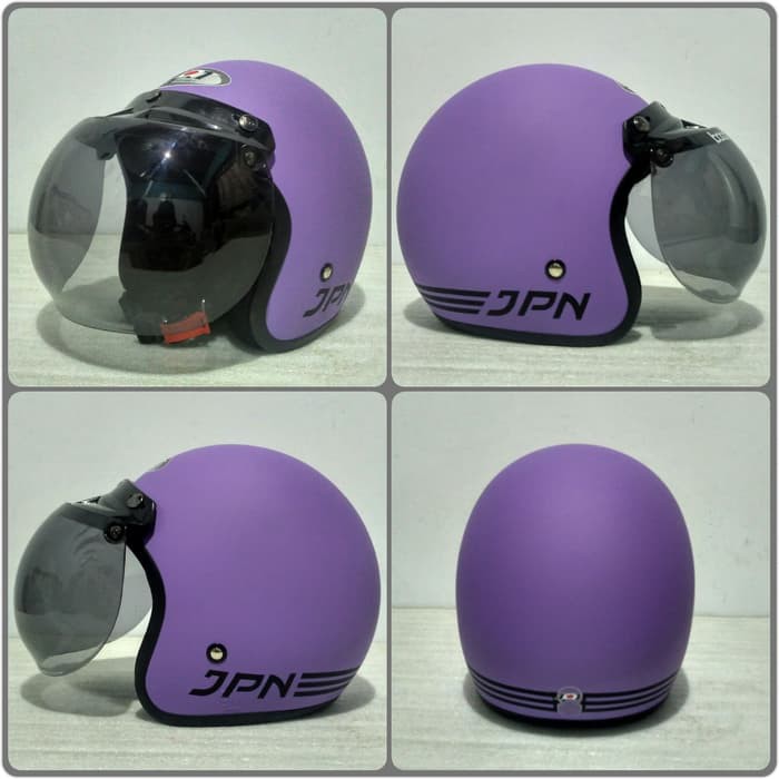 Helm Bogo Retro JPN ARC Ungu doff + kaca bogo ORIGINAL