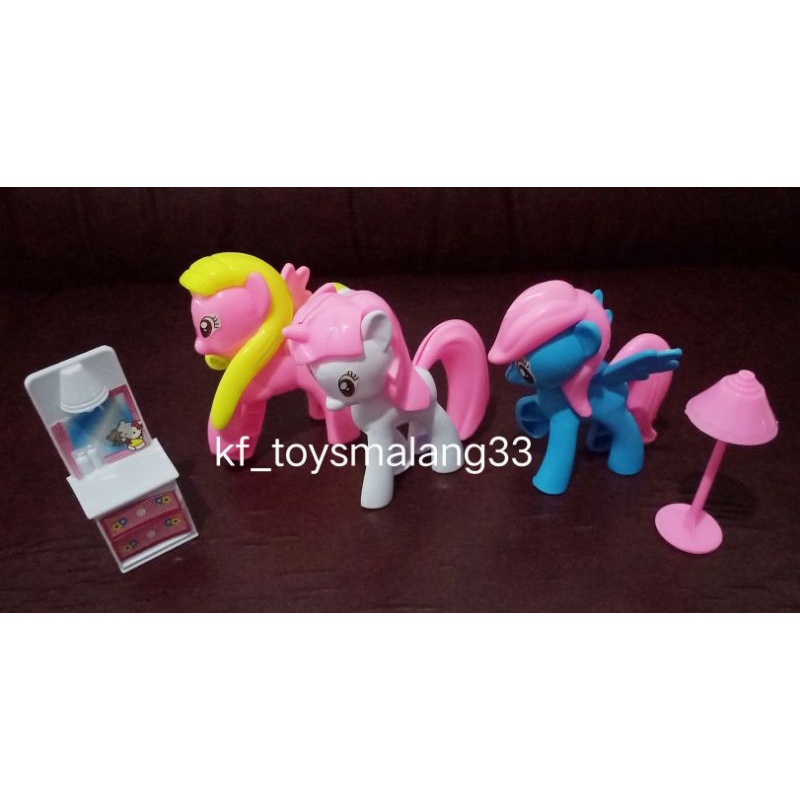 FI 515 MAINAN ANAK KECIL KUDA PONI ISI 3 LENGKAP DENGAN MEJA RIAS DAN LAMPU