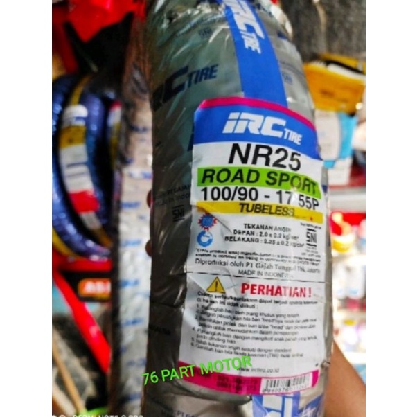 BAN TUBELESS   IRC  NR25 UK.100/90 .17 FREE PENTIL