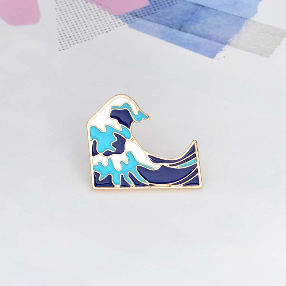 [Elegan] Gelombang Laut Bros Lucu Fashion Kerah Bros Kerah Bros Travel Commemorative Lapel Pin Bros Pin