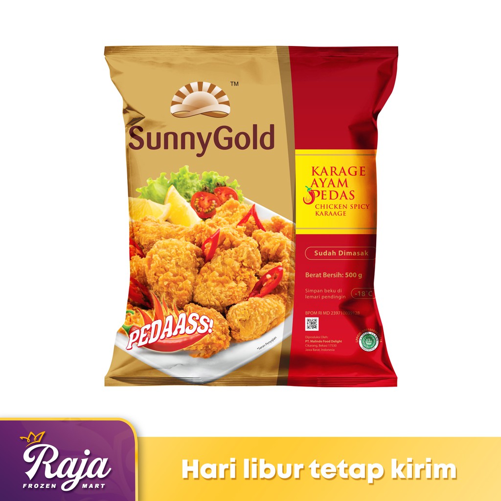 

Sunny Gold Chicken Spicy Karage 500gr / Karage / Frozen Food / Kentang Beku / Makanan Beku