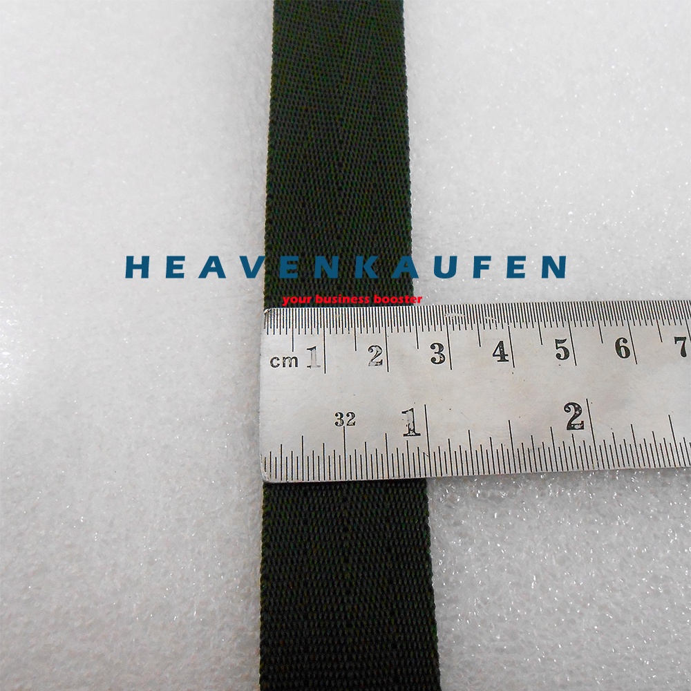 Webbing Lebar 2,5 cm Motif Seatbelt Warna Hijau Army TNI Tentara Murah Meteran