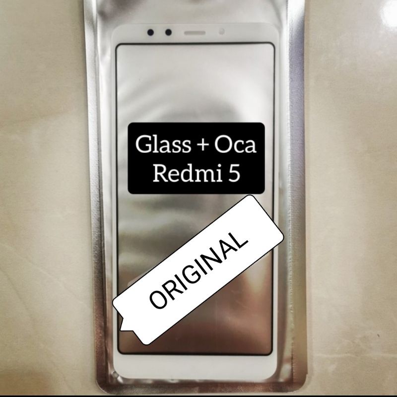 KACA LCD XIAOMI REDMI 5 + LEM OCA ORIGINAL / KACA PENGGANTI LAYAR RETAK / LAYAR KACA DEPAN LCD TOUCH