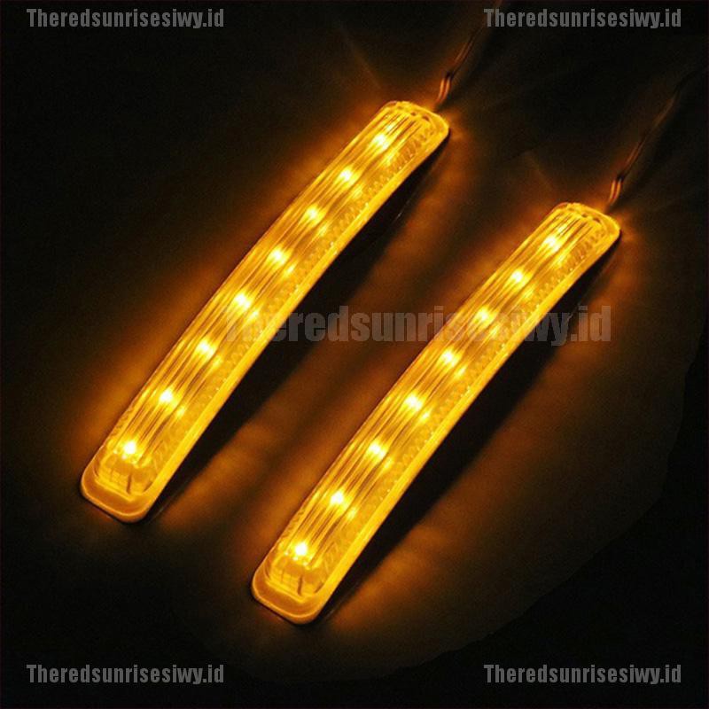 Xz 2Pcs Lampu LED Amber 9 SMD 12V Warna Amber untuk Kaca Spion Mobil Universal