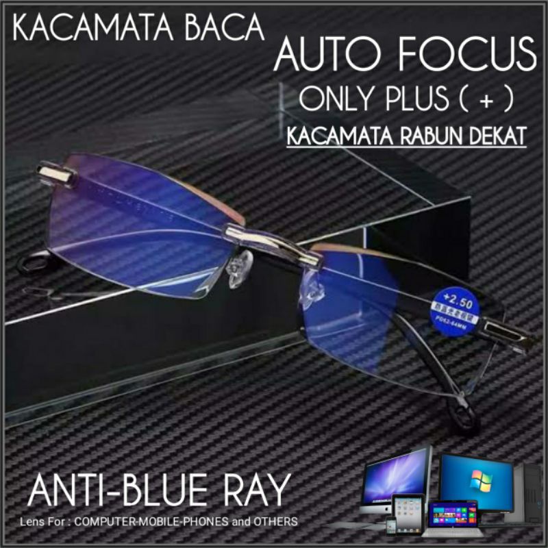 kacamata baca blueray pria/wanita jauh dekat plus (+)