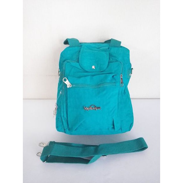 8401  Tas Kipling 3in1 ransel/slempang/tenteng bahan parasut anti air motiv polos