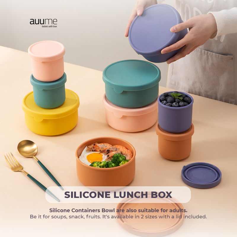 Auume - Container Silicone Bowl Baby Food Lunch Box Set | Silikon Mangkok Bayi dan Anak