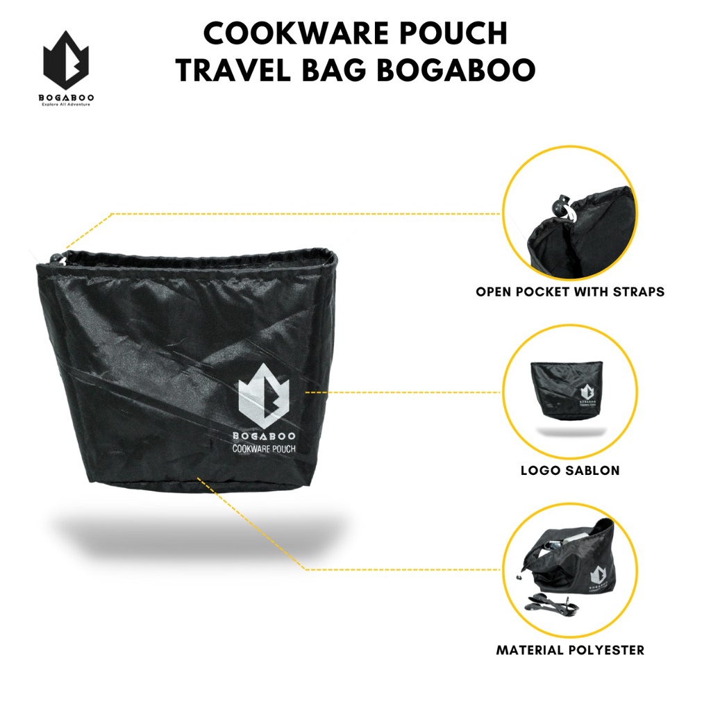 BISA COD Cookware pouch bogaboo - travel bag bogaboo - tempat alat masak Portable - tempat NESTING TNI - TEMPAT COOKING SET