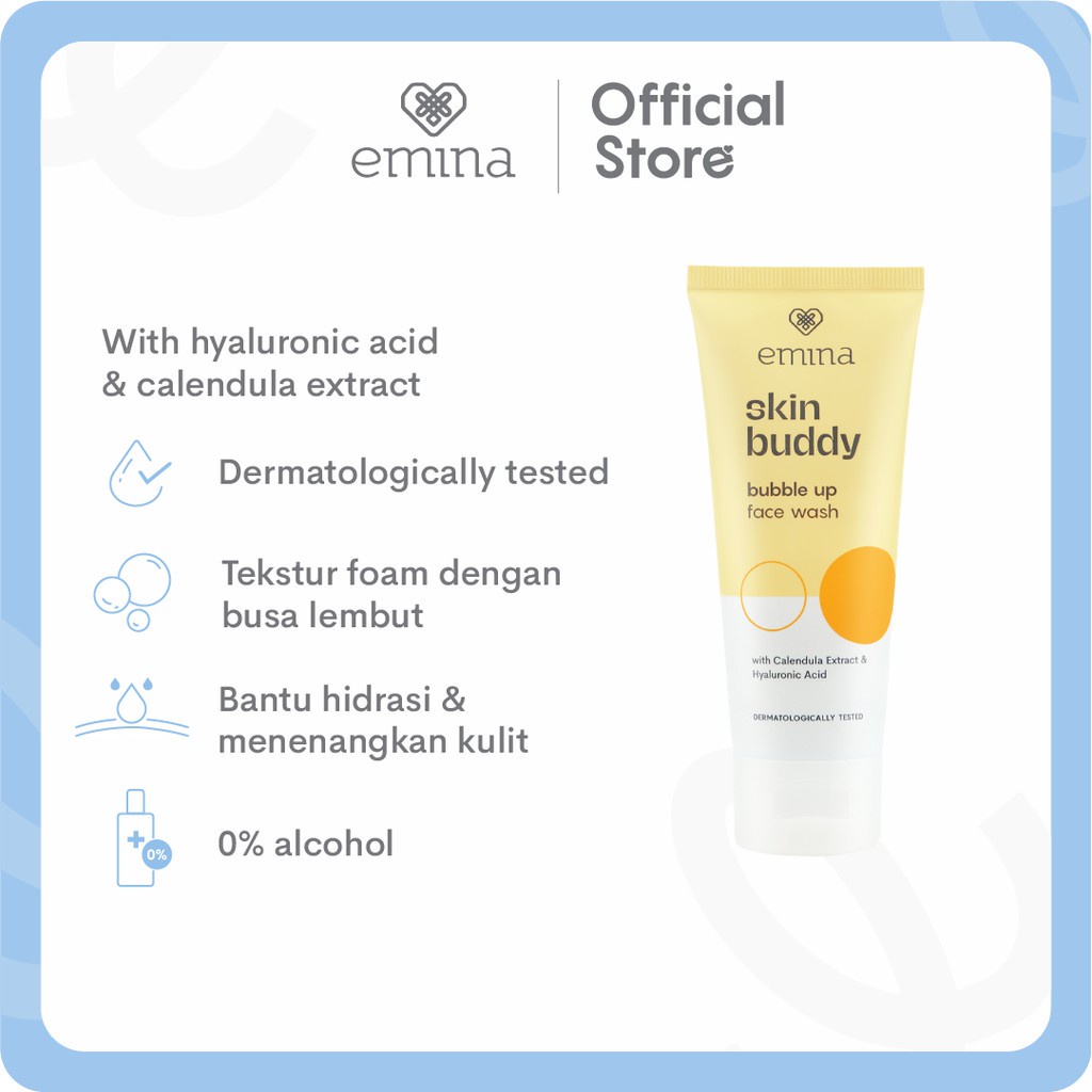 Emina Skin Buddy Bubble Up Face Wash 60 ml - Pembersih Wajah Foam Mild &amp; Hydrating BISA COD