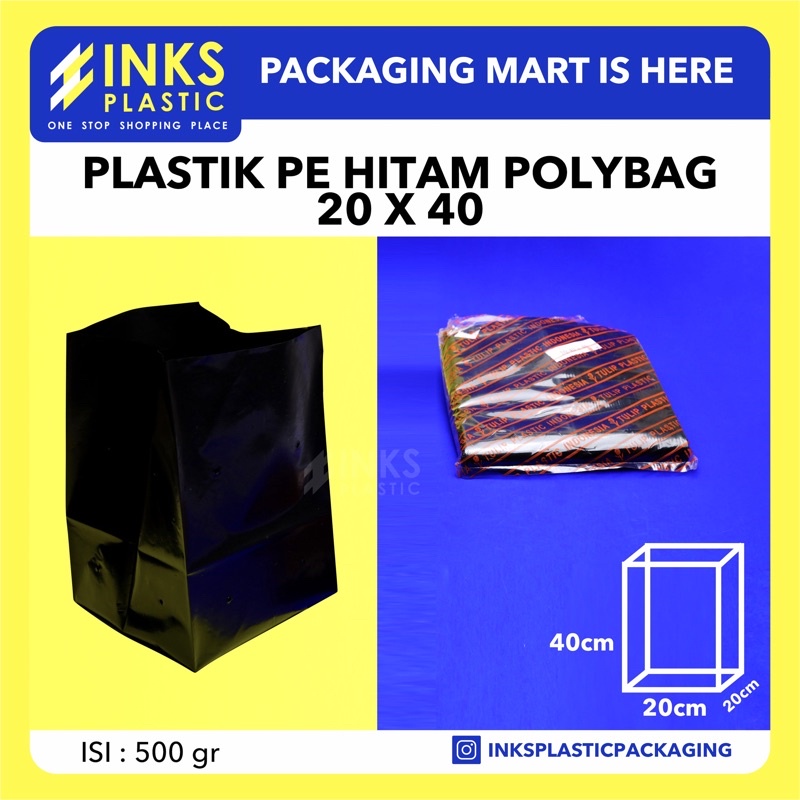 PLASTIK POLYBAG PE HITAM 20x40