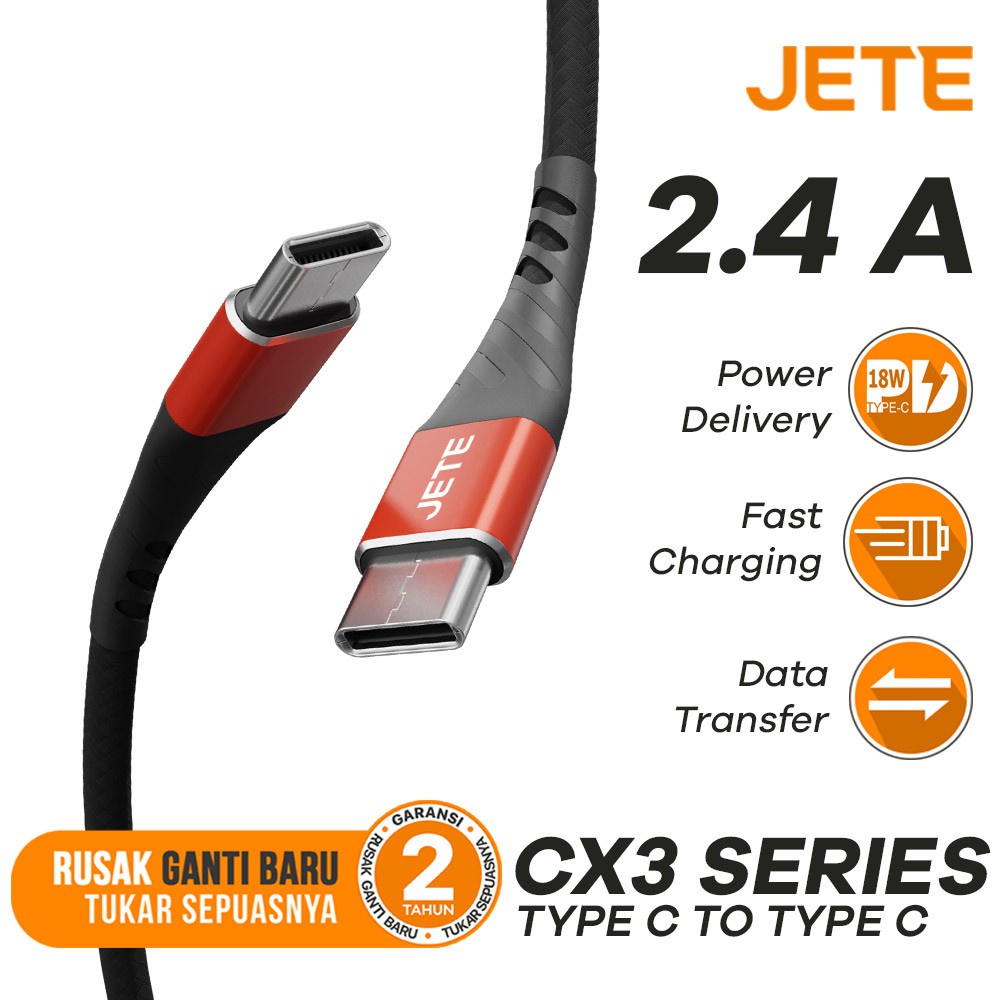 Kabel Data Kabel USB Type C to Type C Power Delivery JETE CX3