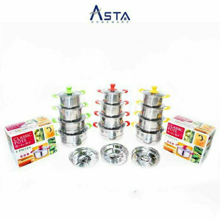 PANCI SET CLASIC POTS 12 PCS | PANCI SET STAINLESS SERBAGUNA