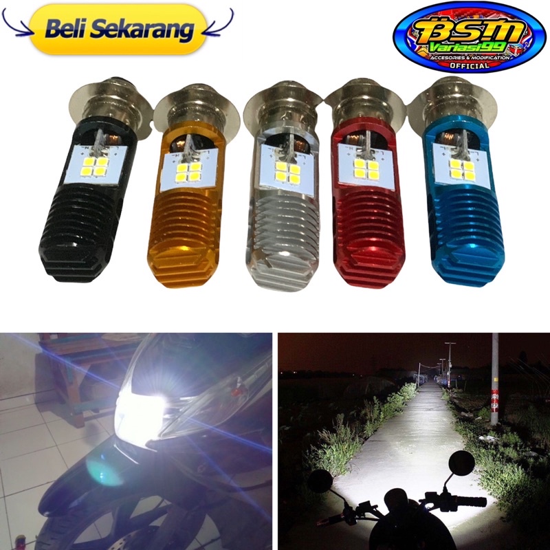 Termurah Lampu LED Ac Dc H6 8LED Bholam lampu led 8mata 2sisi universal matic bebek (Untuk Lampu harga satuan-Warna random/acak)