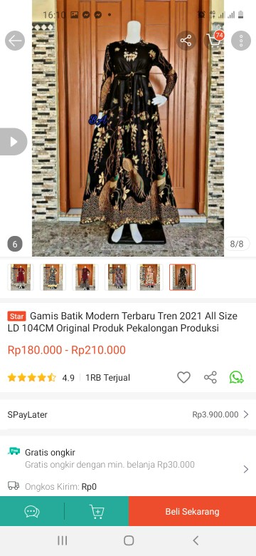 Gamis Batik Modern Terbaru Tren 2021 All Size Ld 104cm Original Produk Pekalongan Produksi Sendiri
