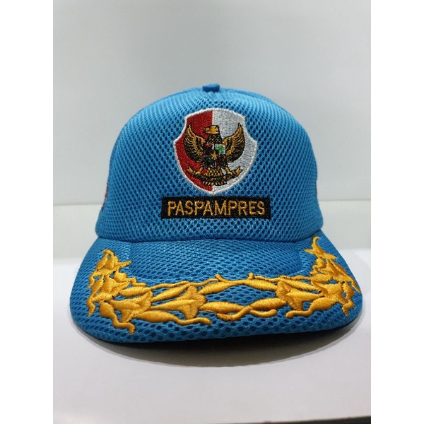Topi paspampres | Topi jaring paspampres biru pamen | Topi jala paspampres biru padi kapas |Topi
