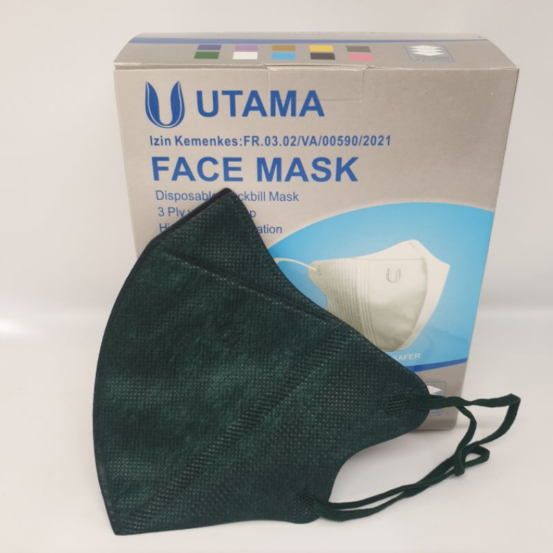 Masker Duckbill Duckbil Dakbill Dakbil Dukbill Dukbil Utama Warna Hijau Green Botol Tua Army Isi 50 