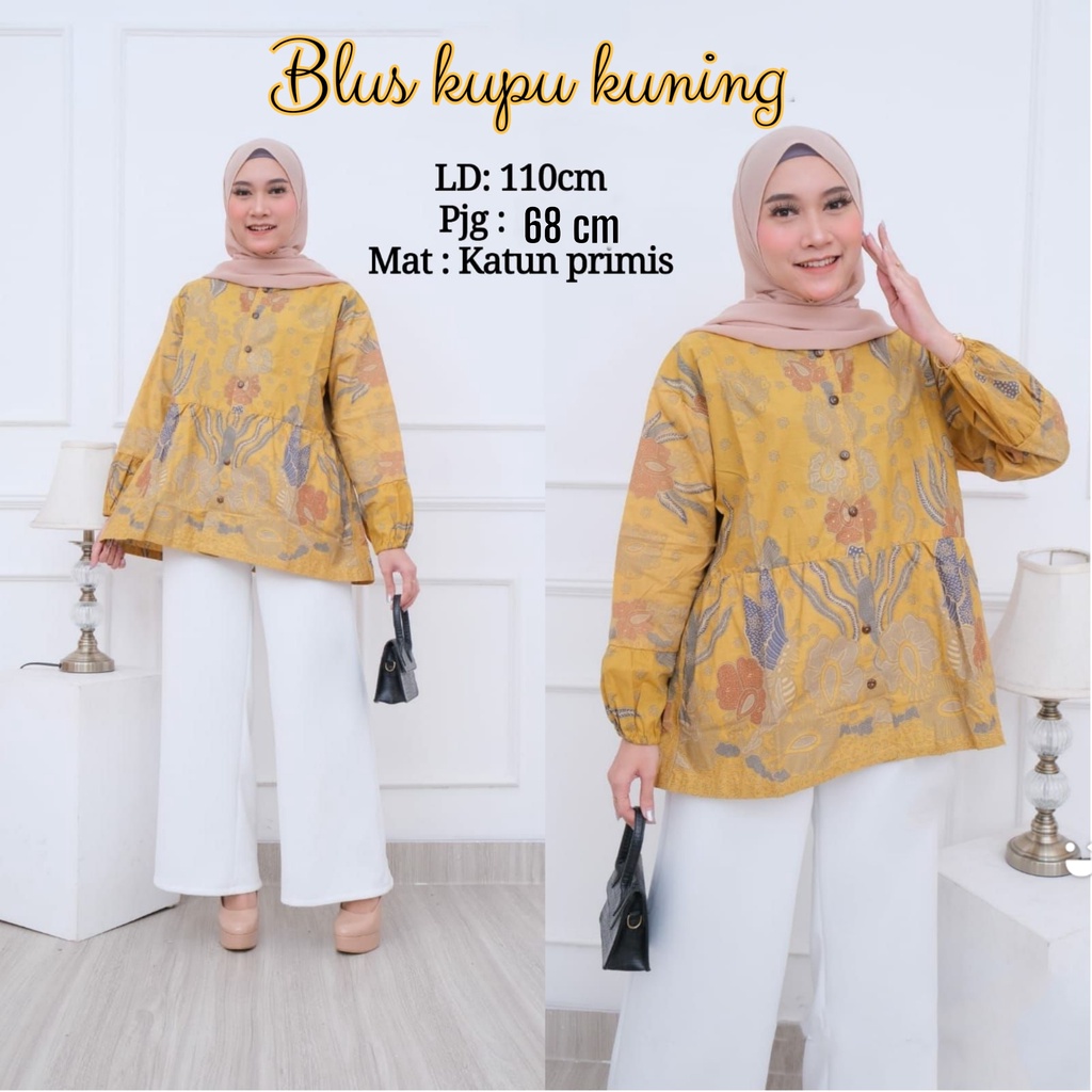 Blus kupu kuning  batik solo atasan kerja