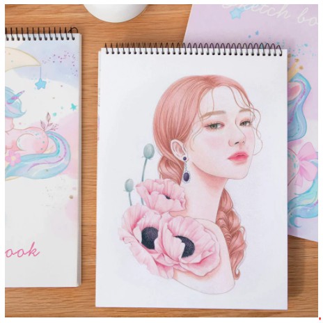 

A4 Kawaii Spiral Sketchbook 110GSM Blank Paper Notebook Art Drawing