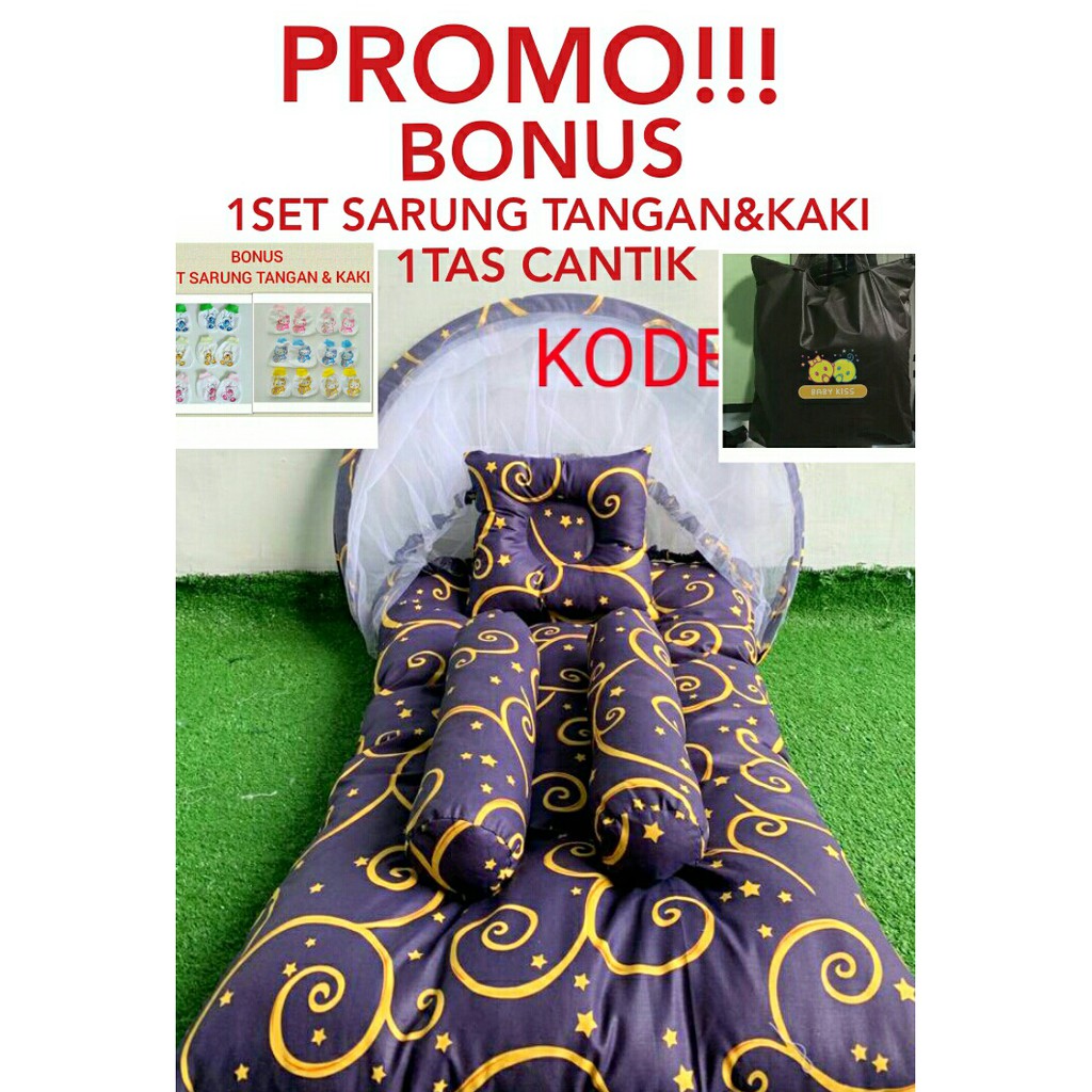 Tempat Tidur Bayi Kelambu Set | Kado Bayi Baru Lahir |  Perlengkapan Tidur Bayi Baru Lahir Set Promo