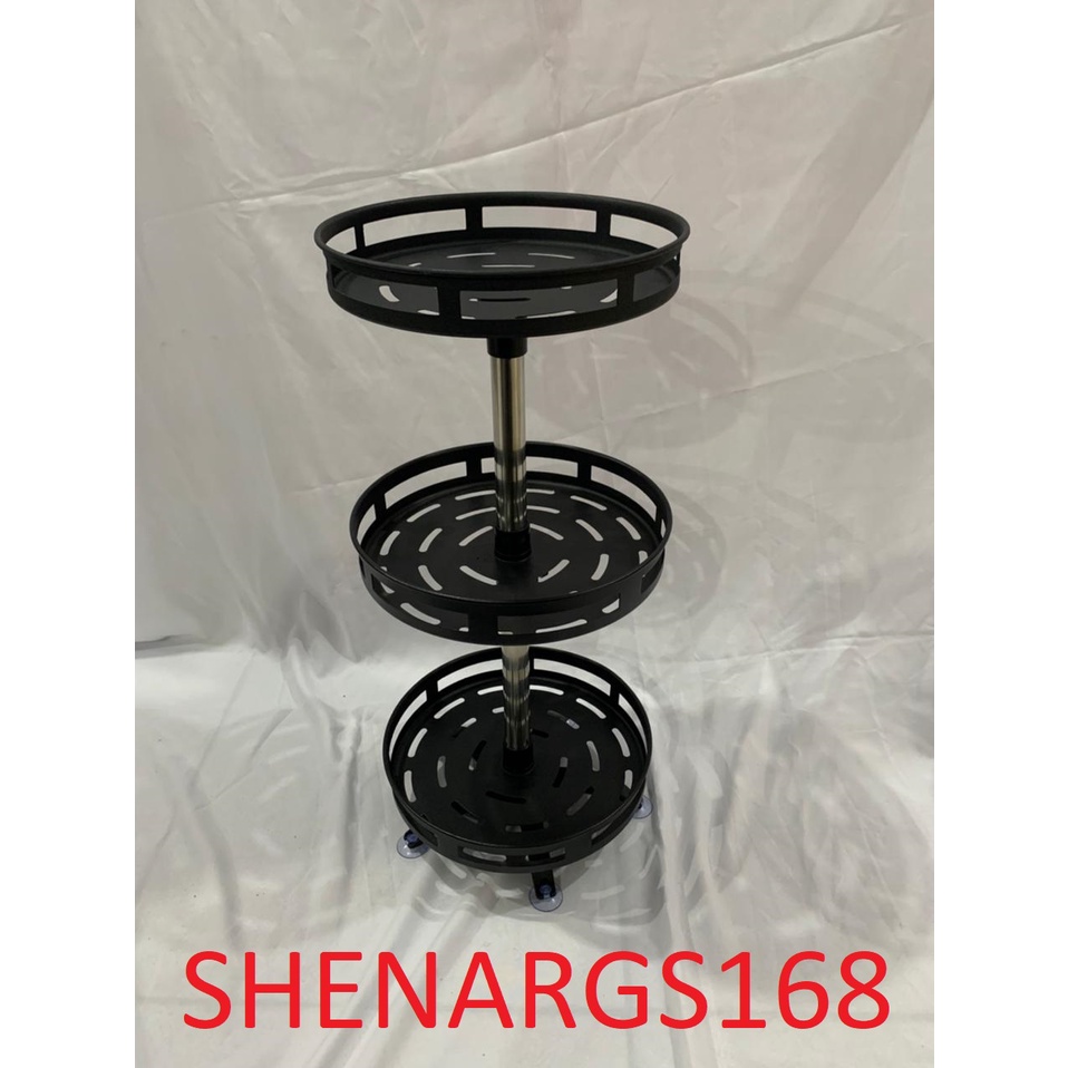 NEW-SHENAR NORDIC RACK - RUBY RACK - TROLI 3 Susun Rak Bumbu Putar Berputar 360 Derajat Rak Bumbu Dapur Stainless Rotate Kitchen Spice Rack Organizer